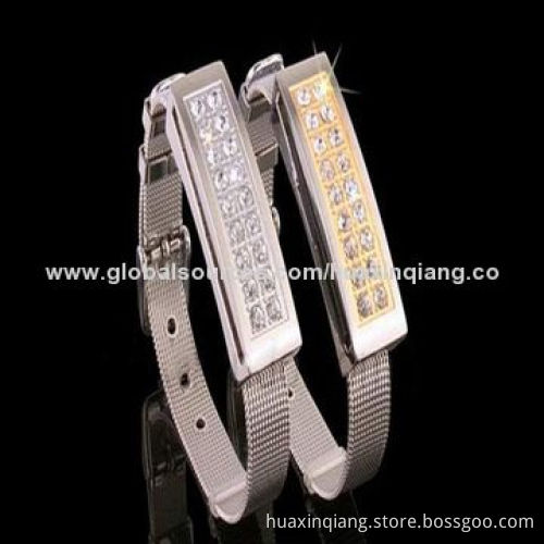 USB Flash Drive, Diamond Bracelet Style, USB2.0, 5-year Warranty